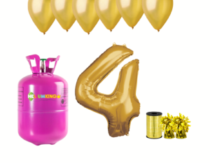 Hélium párty set na 4. narodeniny so zlatými balónmi