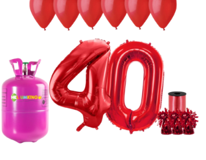 Hélium párty set na 40. narodeniny s červenými balónmi