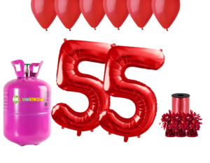 Hélium párty set na 55. narodeniny s červenými balónmi