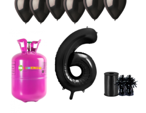 Hélium párty set na 6. narodeniny s čiernymi balónmi