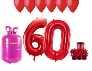 Hélium párty set na 60. narodeniny s červenými balónmi