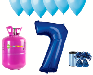 Hélium párty set na 7. narodeniny s modrými balónmi