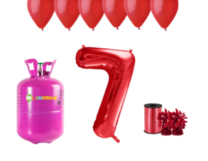 Hélium párty set na 7. narodeniny s červenými balónmi