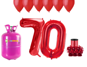 Hélium párty set na 70. narodeniny s červenými balónmi