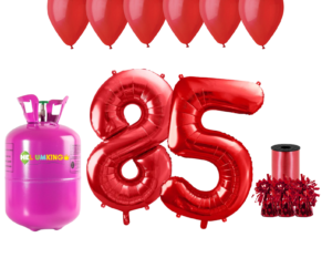 Hélium párty set na 85. narodeniny s červenými balónmi