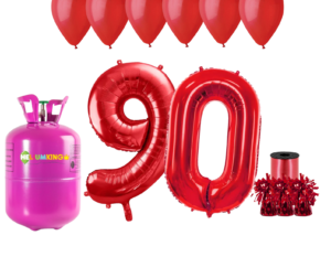 Hélium párty set na 90. narodeniny s červenými balónmi