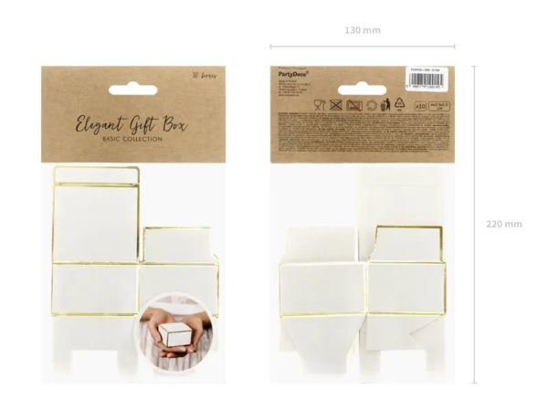 Krabička na darček - Biela so zlatými okrajmi 6x3.5x5.5cm-6