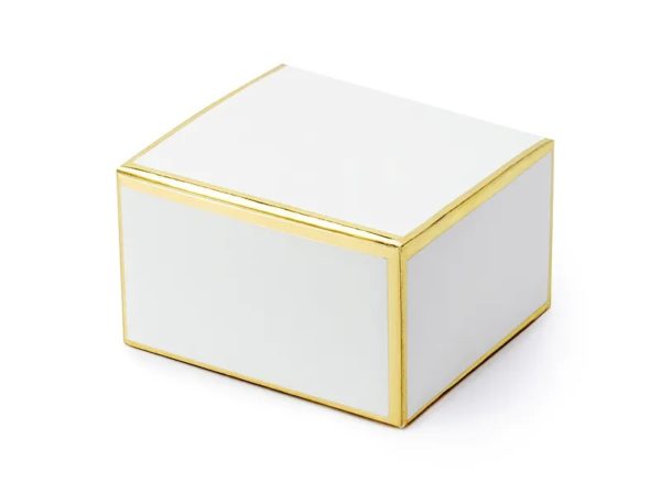 Krabička na darček - Biela so zlatými okrajmi 6x3.5x5.5cm