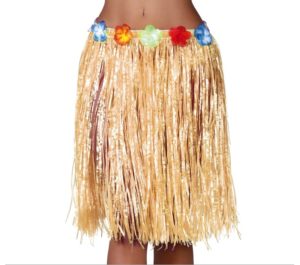 Slamenná havajská sukňa s kvietkami 50 cm