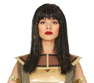 Čiernovlasá parochňa s flitrovými vlasmi - Kleopatra