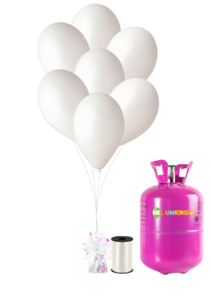 Hélium párty set s bielymi balónikmi 50 ks