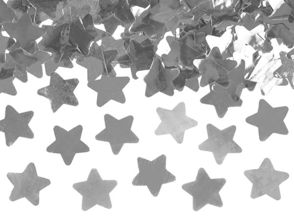 Vystreľovacie konfety v tvare hviezdičiek strieborné 60 cm-2